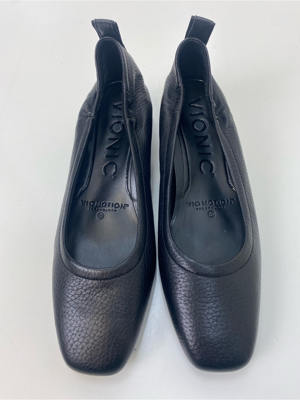 Vionic Black Leather Slip-On Square-Toe